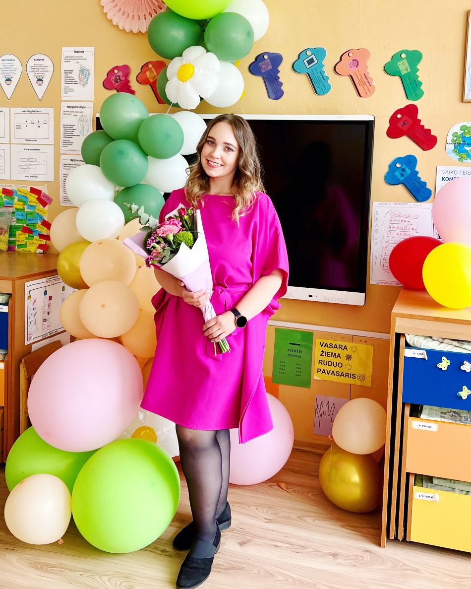 Kėdainietė Greta Stundžienė, dirbanti Kėdainiu lopšelyje-darželyje „Puriena“, šiemet švenčia dešimties metų pedagoginio darbo jubiliejų./Asmeninio archyvo nuotr.